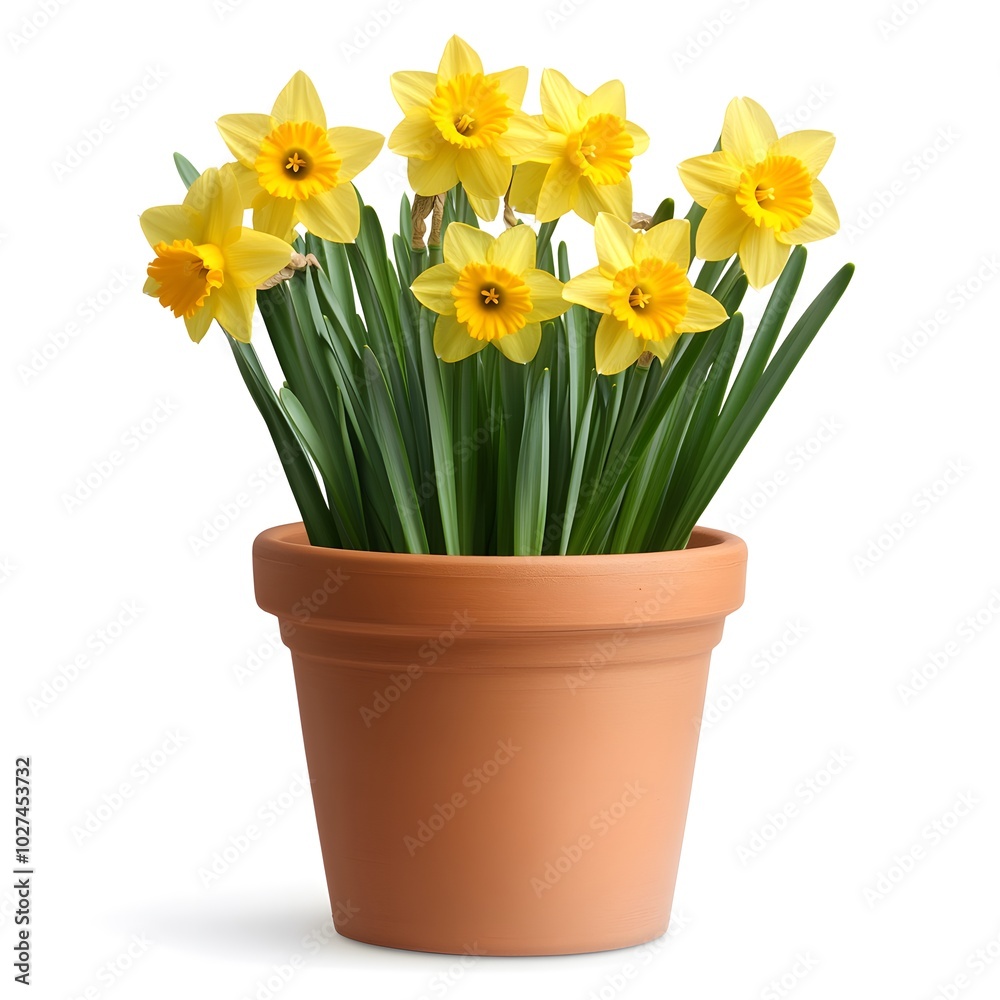 Yellow Daffodils in Terracotta Pot Spring Flower Arrangement Yellow Daffodils in Terracotta Pot Spring Flower Arrangement