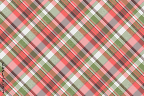 Content fabric tartan background, herringbone plaid pattern vector. Pastel seamless check textile texture in red and pastel colors.