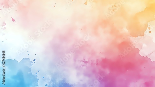 Abstract background with watercolor-inspired splashes of pastel tones and subtle gradients for a soft, calming visual effect