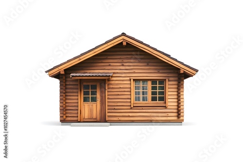 Wooden Cabin with White Background Rustic House Exterior Design