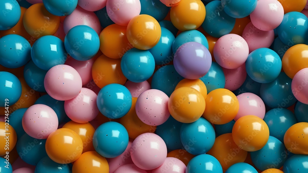 A vibrant, festive close-up of colorful balloons in pink, blue, orange, and yellow A vibrant, festive close-up of colorful balloons in pink, blue, orange, and yellow