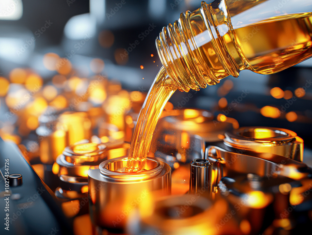 Premium Synthetic Oil Pouring into Car Engine Symbolizing Quality Maintenance and Care Premium Synthetic Oil Pouring into Car Engine Symbolizing Quality Maintenance and Care