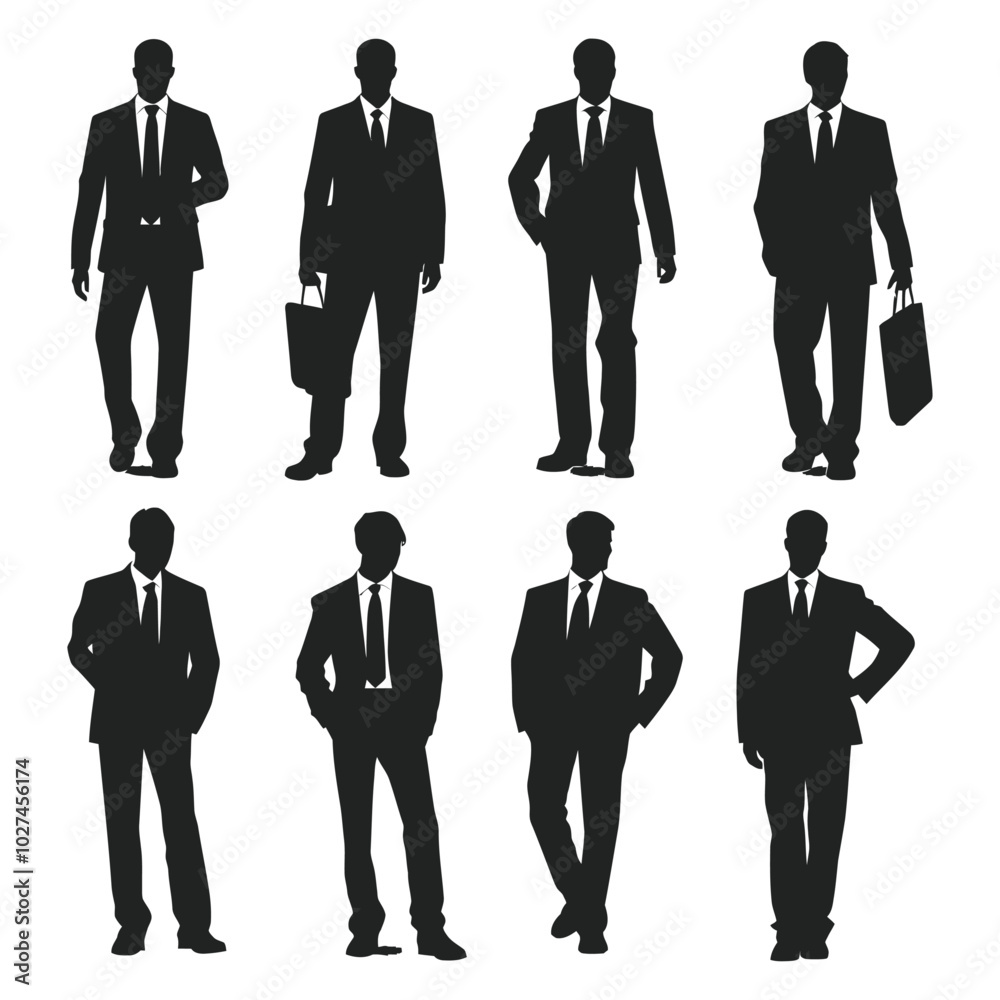 vector silhouette set of business man vector silhouette set of business man