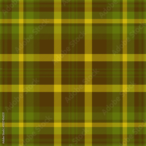 Packaging check fabric texture, wallpaper pattern textile background. Customizable seamless vector tartan plaid in yellow and amber colors.