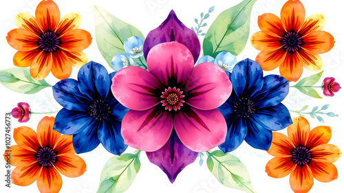 Watercolor floral art illustration background. Generative AI