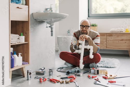 Foto Unsuccessful DIY plumbing at home
