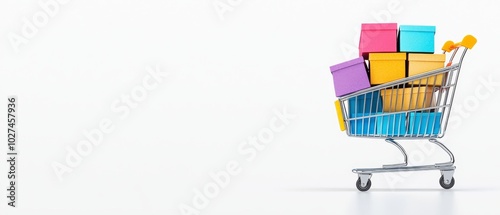 Colorful Shopping Cart with Gift Boxes for Promotions