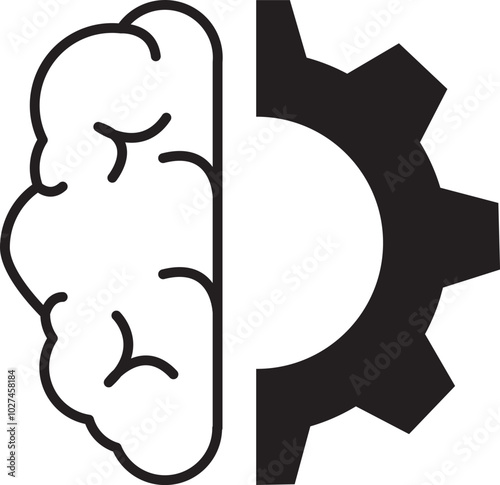 An illustration of a half brain and half gear icon