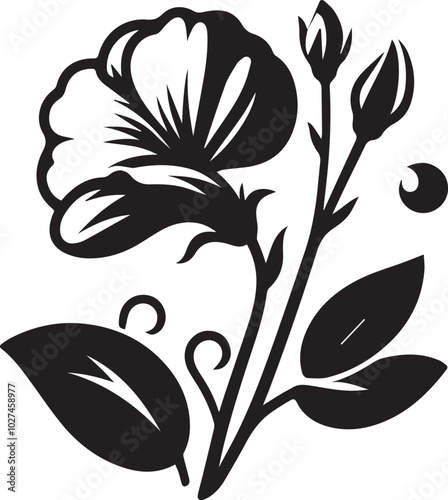 flower vector, Sweet Pea silhouette vector icon black and white