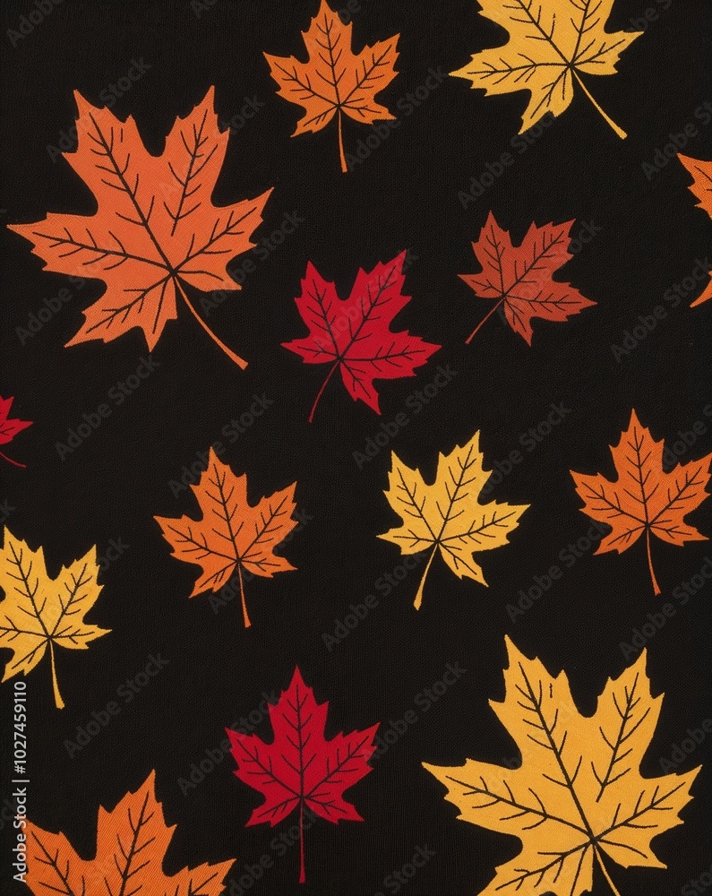 A stunning autumn leaf design on plain black background A stunning autumn leaf design on plain black background