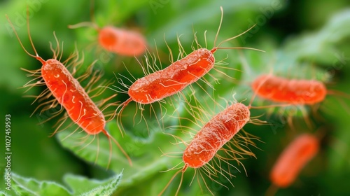 Salmonella enterica: This gram-negative, rod-shaped bacterium causes foodborne illness such as salmonellosis, typically through poultry, eggs, and contaminated foods.
 photo