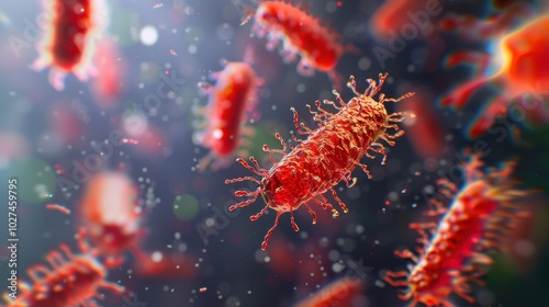 Campylobacter jejuni: This gram-negative, spiral-shaped bacterium is a common cause of gastroenteritis, often found in raw or undercooked poultry.
 photo