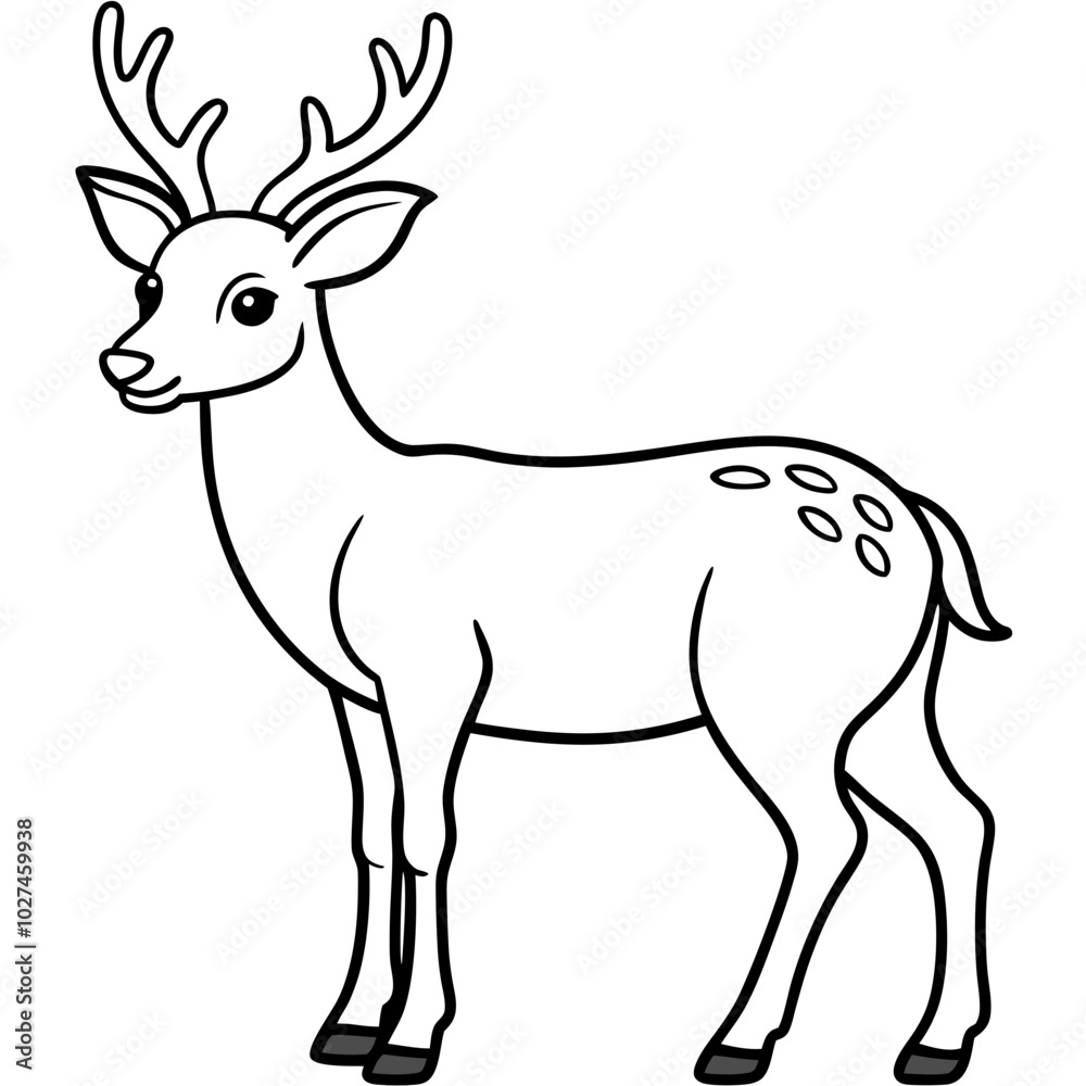 simple icon Children coloring book page, line art, monochrome black and white, cartoon outline cute style, illustration of deer simple icon Children coloring book page, line art, monochrome black and white, cartoon outline cute style, illustration of deer