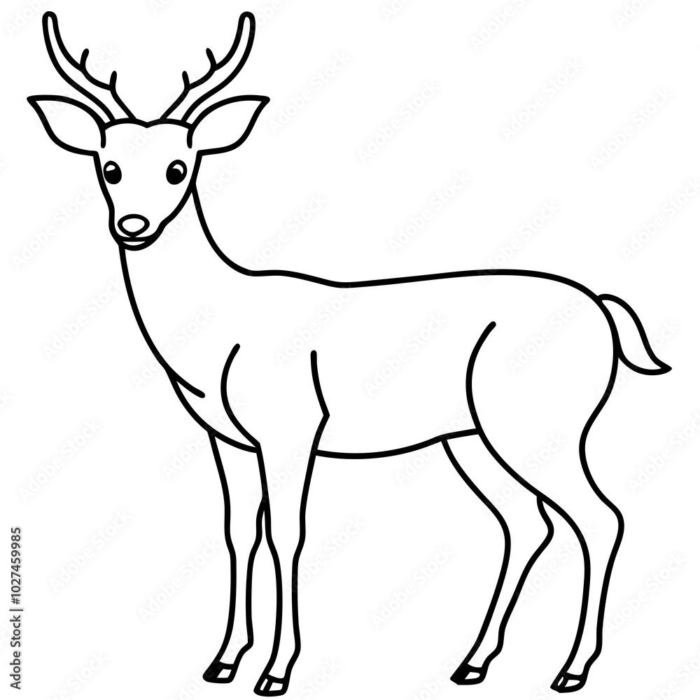 simple icon Children coloring book page, line art, monochrome black and white, cartoon outline cute style, illustration of deer simple icon Children coloring book page, line art, monochrome black and white, cartoon outline cute style, illustration of deer