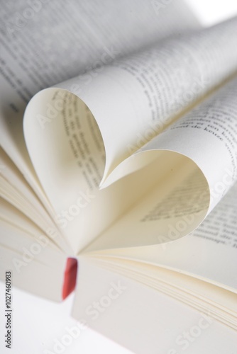 Book pages making the shape of a heart.