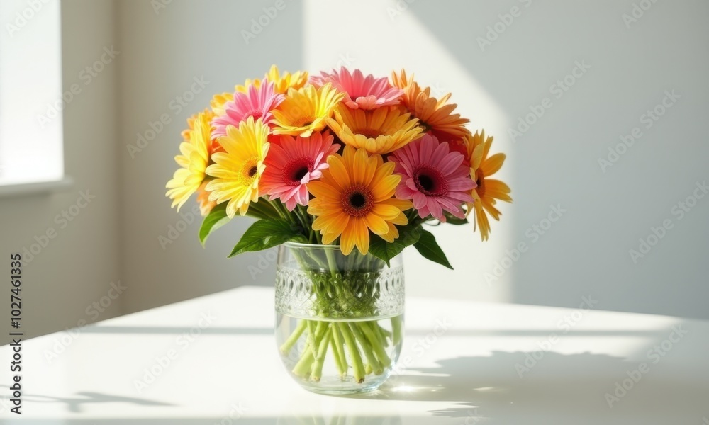 Light photograph of a flower bouquet in a vase. Light photograph of a flower bouquet in a vase.