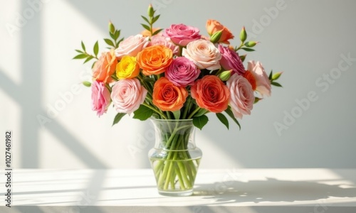 A floral bouquet with roses, gerberas, and greenery.