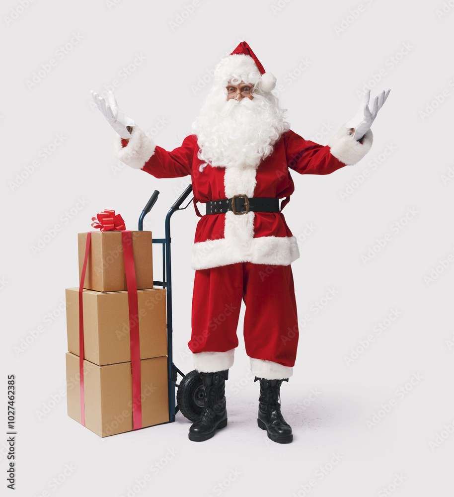 Santa Claus delivering Christmas gifts Santa Claus delivering Christmas gifts