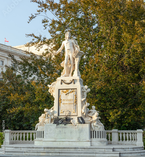 Photography Mozart statue in Vienna, Austria