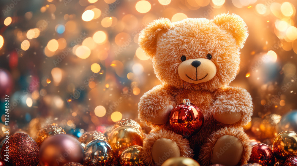 teddy bear with happy new year and Christmas concept teddy bear with happy new year and Christmas concept