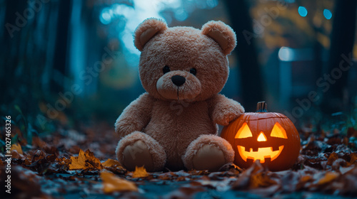 halloween wallpaper pumpkins with teddy bear