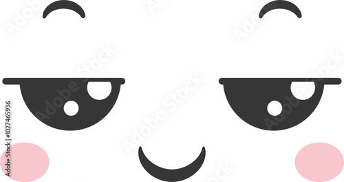 A cartoon face displays friendly and inviting features with rosy cheeks and playful smiling eyes that create a cheerful atmosphere perfect for childrens designs.