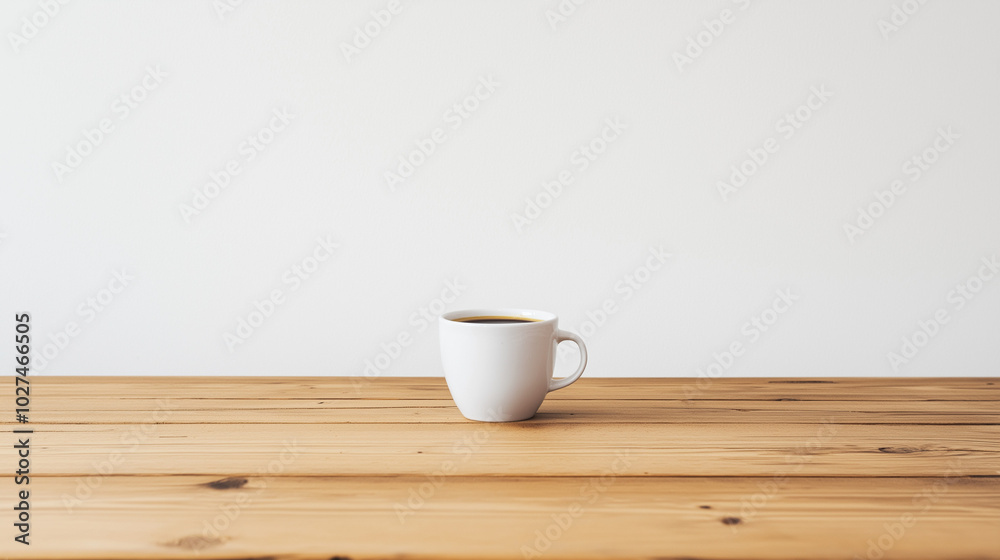 Minimalist Wooden Table with Coffee Cup Minimalist Wooden Table with Coffee Cup