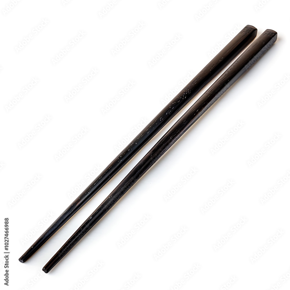 Black wooden chopsticks isolated on white background Black wooden chopsticks isolated on white background