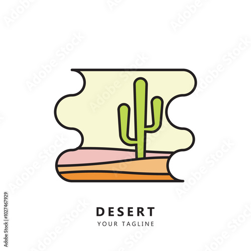 abstract desert logo, minimalist desert logo cacti