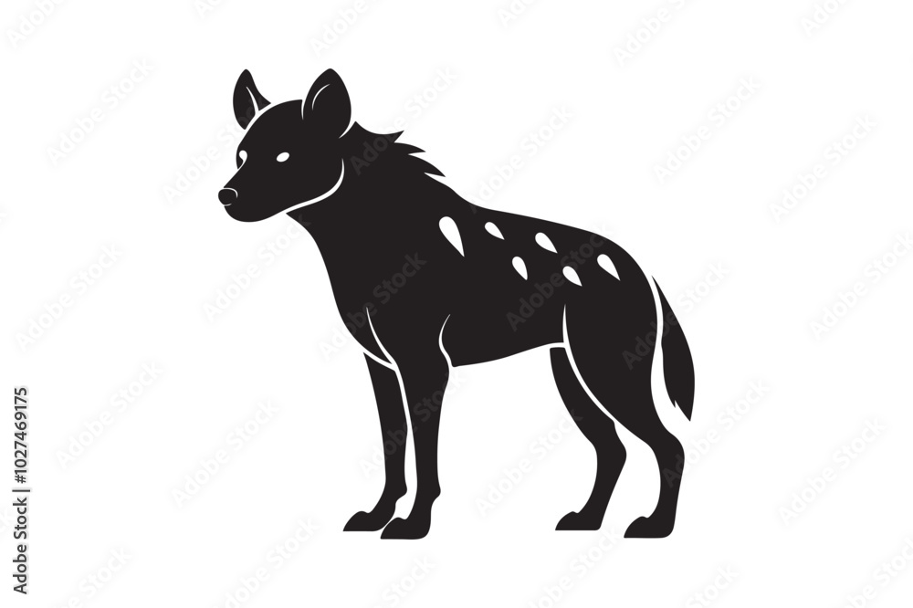 Fototapeta premium Fierce Hyena Silhouette Vector – High-Quality Printable Graphic for Merchandise & Décor