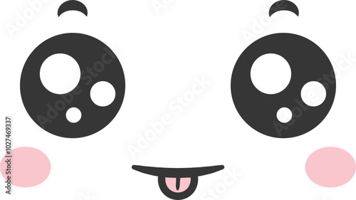 This delightful cartoon face features oversized eyes brimming with joy and a playful tongue. The simple design radiates happiness and evokes a sense of fun perfect for uplifting any mood.