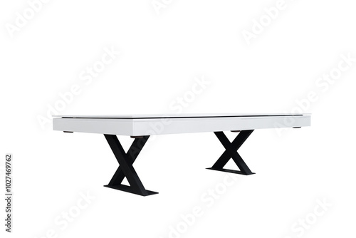White billiard table. Beautiful billiard table isolated on white background. Picture of table for playing billiard on white background. Picture of interior item for game.