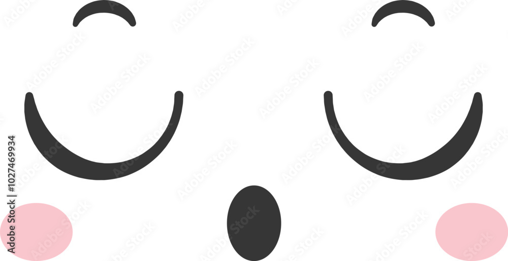 A charming illustration displays a smiling face characterized by closed eyes a small dot for the nose and rosy cheeks exuding a joyful and playful vibe. A charming illustration displays a smiling face characterized by closed eyes a small dot for the nose and rosy cheeks exuding a joyful and playful vibe.