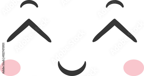 This adorable illustration showcases a smiling face with bright eyes and rosy cheeks perfect for conveying happiness and warmth in digital communication.