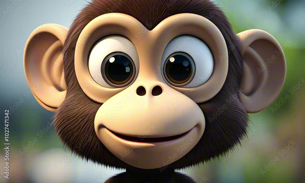 3d cute little monkey cartoon character mascot digital art