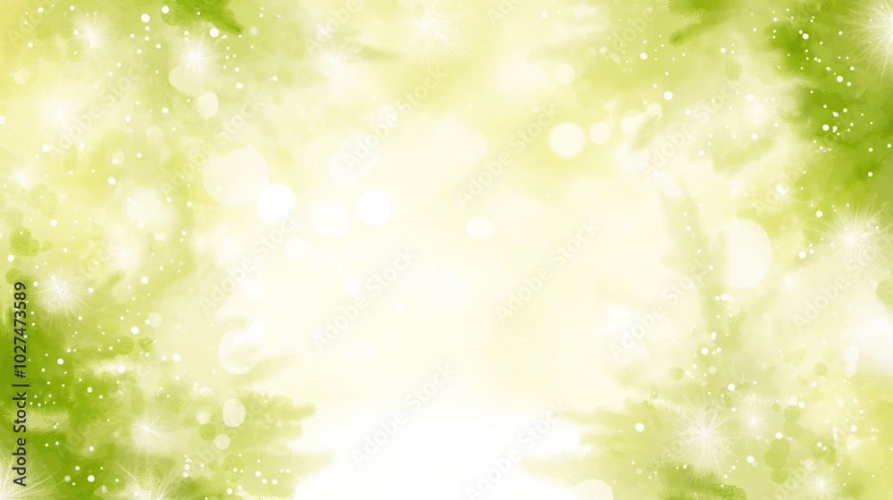 Bright green watercolor background with blurred edges and sparkling light.Festive New Year banner for nature-themed projects or as a calming background. Bright green watercolor background with blurred edges and sparkling light.Festive New Year banner for nature-themed projects or as a calming background.