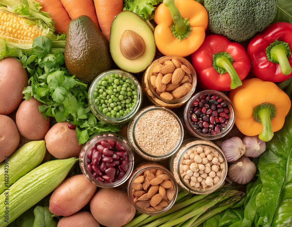 Close-Up of Plant-Based Diet Ingredients Close-Up of Plant-Based Diet Ingredients