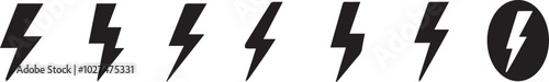 Print  Thunder Bold Lightning Flash icons, Lightning bolt icon. Vector lightning logo electric, set of thunder and lightnings. Lightning bolt signs, Lightnings icon set illustration.