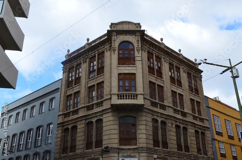 Facade of colonial building in the city of Santa Cruz de Tenerife