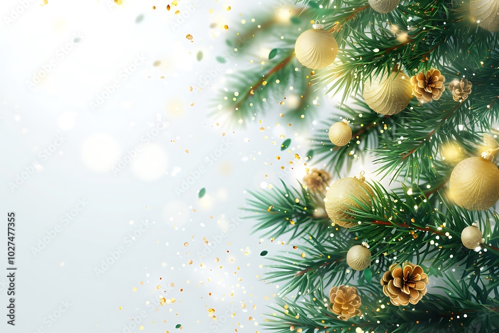 Elegant Christmas Tree with Ornaments and Pine Cones Elegant Christmas Tree with Ornaments and Pine Cones