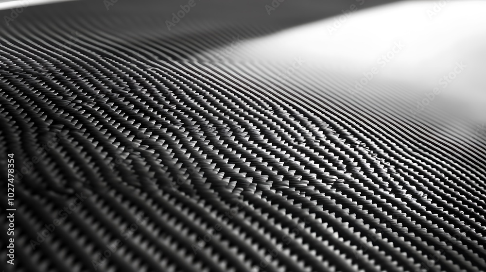 Abstract close-up of a carbon fiber weave, showing the intricate pattern and texture of the material.