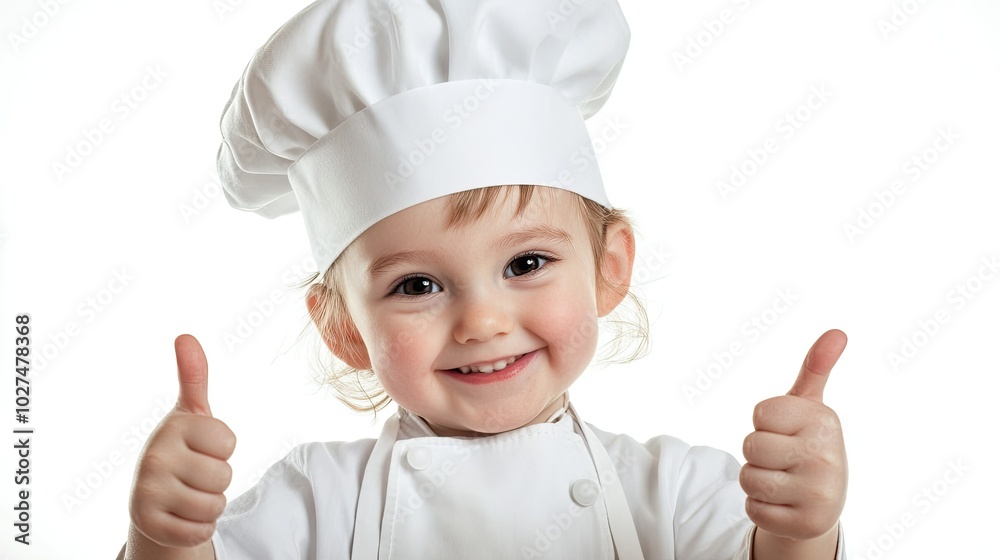 Cute Little Chef with Thumbs Up in Portrait Style Cute Little Chef with Thumbs Up in Portrait Style