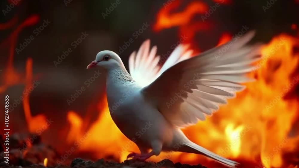 Bright Fire White Dove in Sky Digital Animation. Angel wing glistening in sunlight, close-up Descent of the Holy Spirit
Bright Fire White Dove in Sky Digital Animation. Angel wing glistening in sunlight, close-up Descent of the Holy Spirit