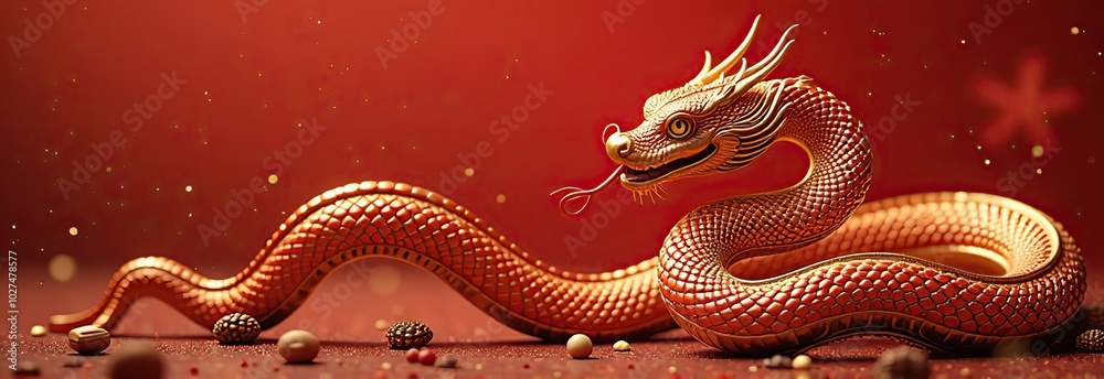 Fototapeta premium Golden snake, chinese new year