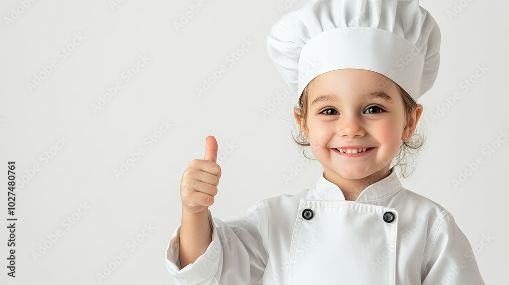 Cute Little Chef Portrait in White Uniform Cute Little Chef Portrait in White Uniform