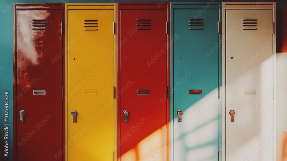 Five Colorful Lockers in a Row Five Colorful Lockers in a Row