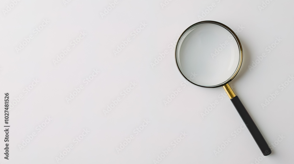 A high-quality photo of a magnifying glass placed against a plain white background. A high-quality photo of a magnifying glass placed against a plain white background.