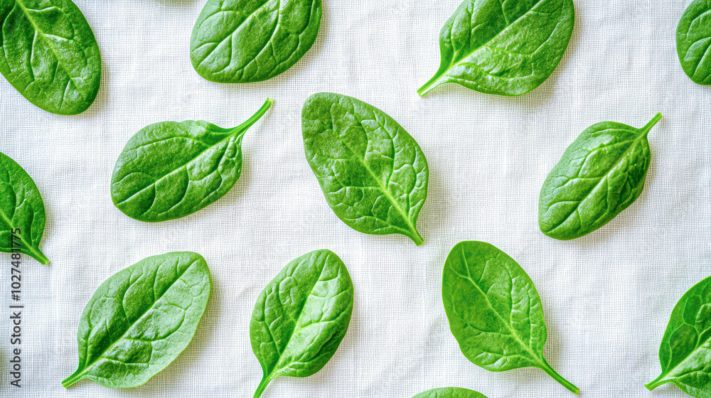 Obraz premium A close up of green spinach leaves on a white background