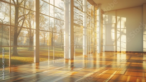 Wallpaper Mural Empty room with big windows and wooden floor. Torontodigital.ca