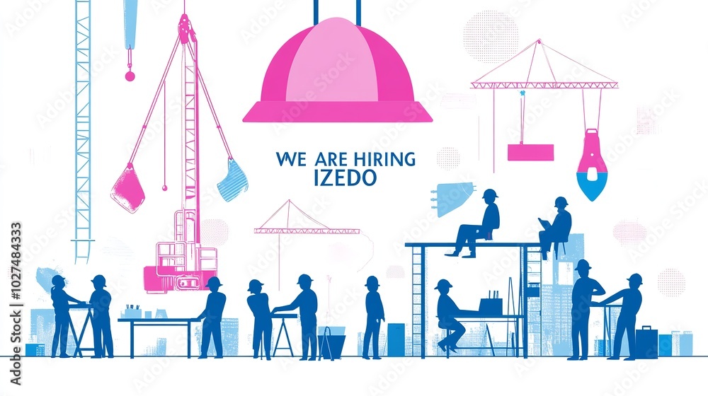 WE ARE HIRING Vector Illustration Pink and Bold Design